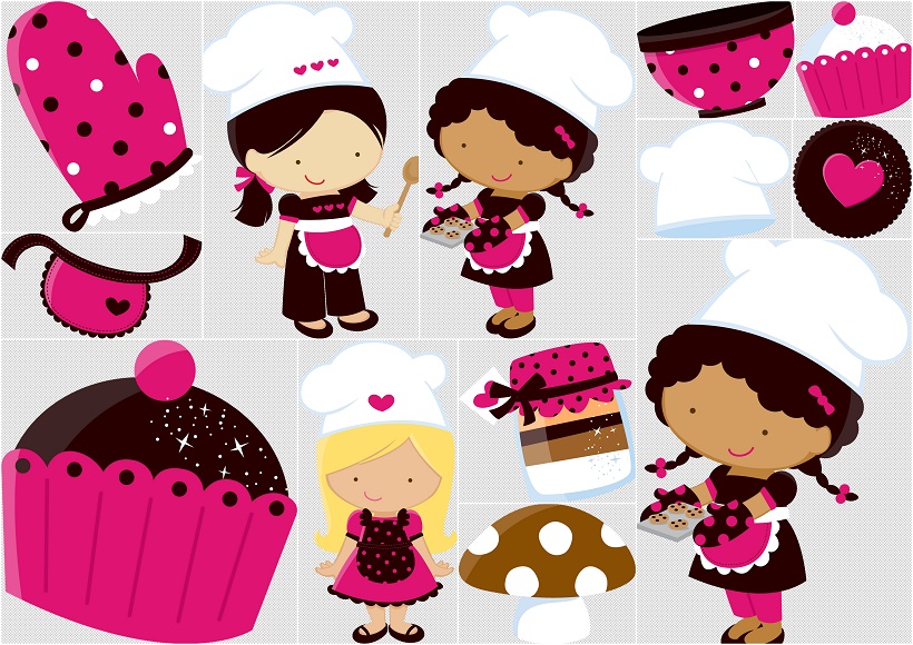 Little Girl Chefs Clipart..