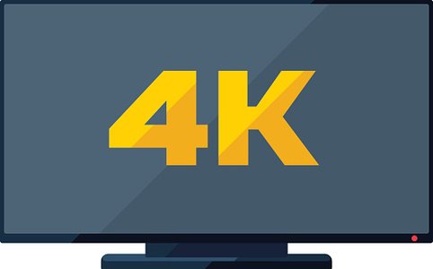 TV flat icon with golden 4k sign on the screen Clipart Image.