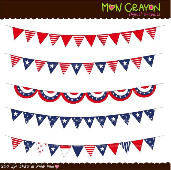 $4.50 4th of July bunting digital clip art , pleated fan.