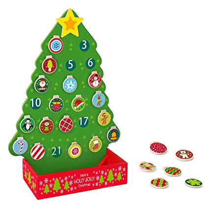 Timy Countdown to Christmas Advent Calendar Wooden Christmas Tree Magnetic  Decoration.