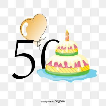 50th Anniversary Birthday Vector, Birthday Clipart.