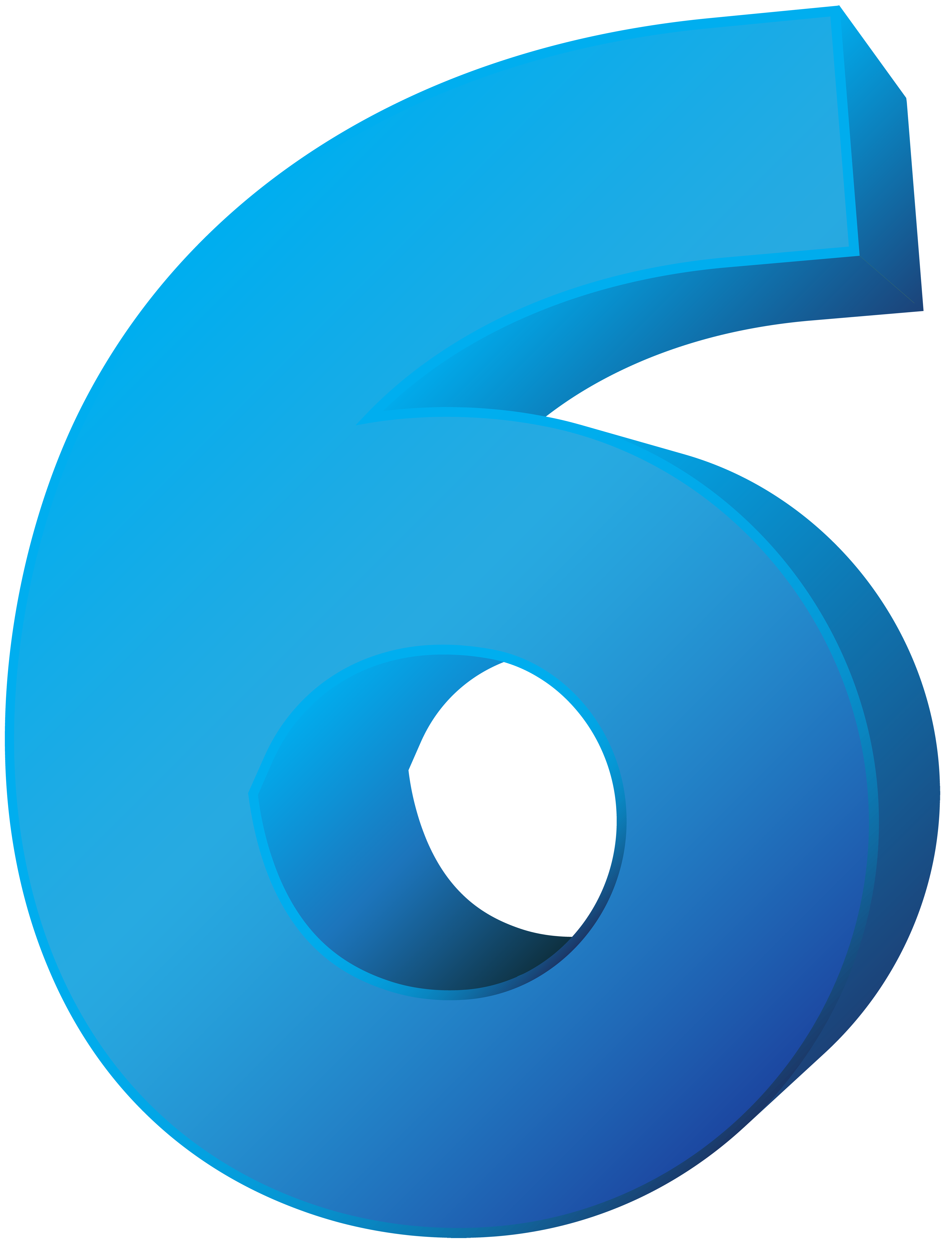 Blue Number Six Transparent PNG Clip Art Image.