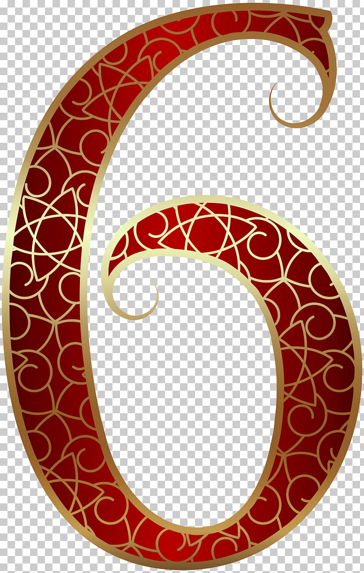 Number , Gold Red Number Six , red and gold 6 PNG clipart.