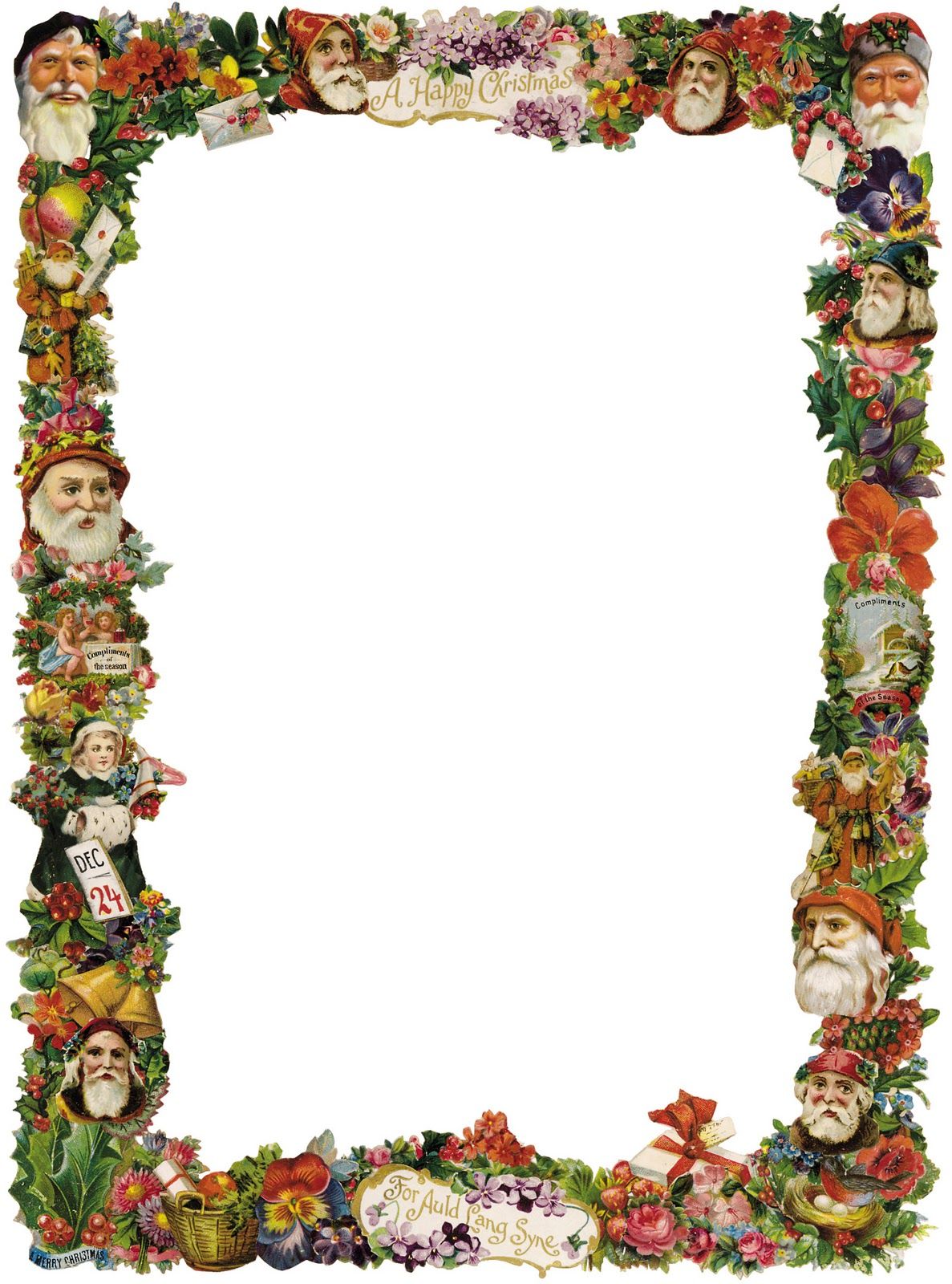 Victorian Christmas Borders Clipart.