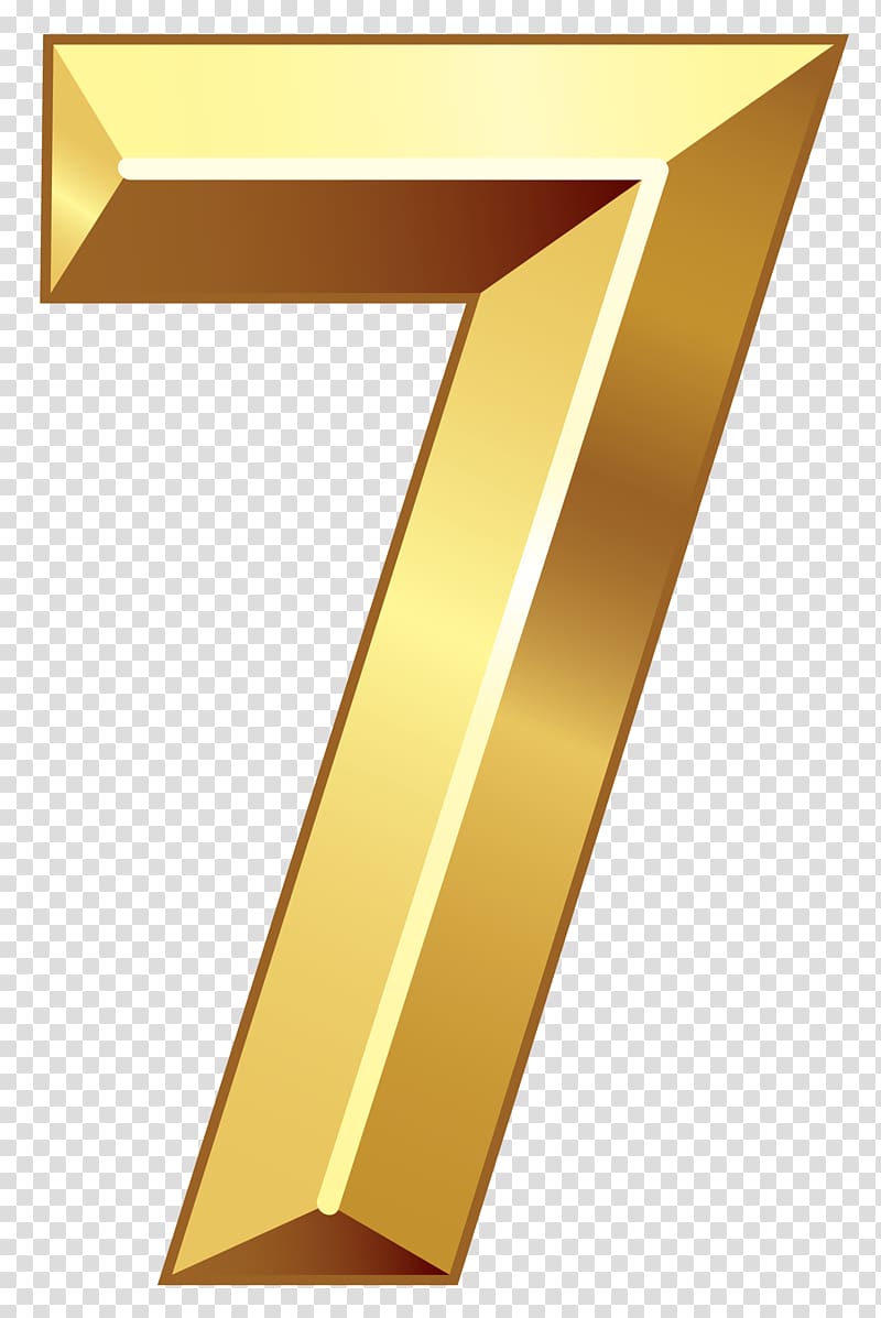 Gold 7 illustration, Line Triangle Yellow, Gold Number Seven.