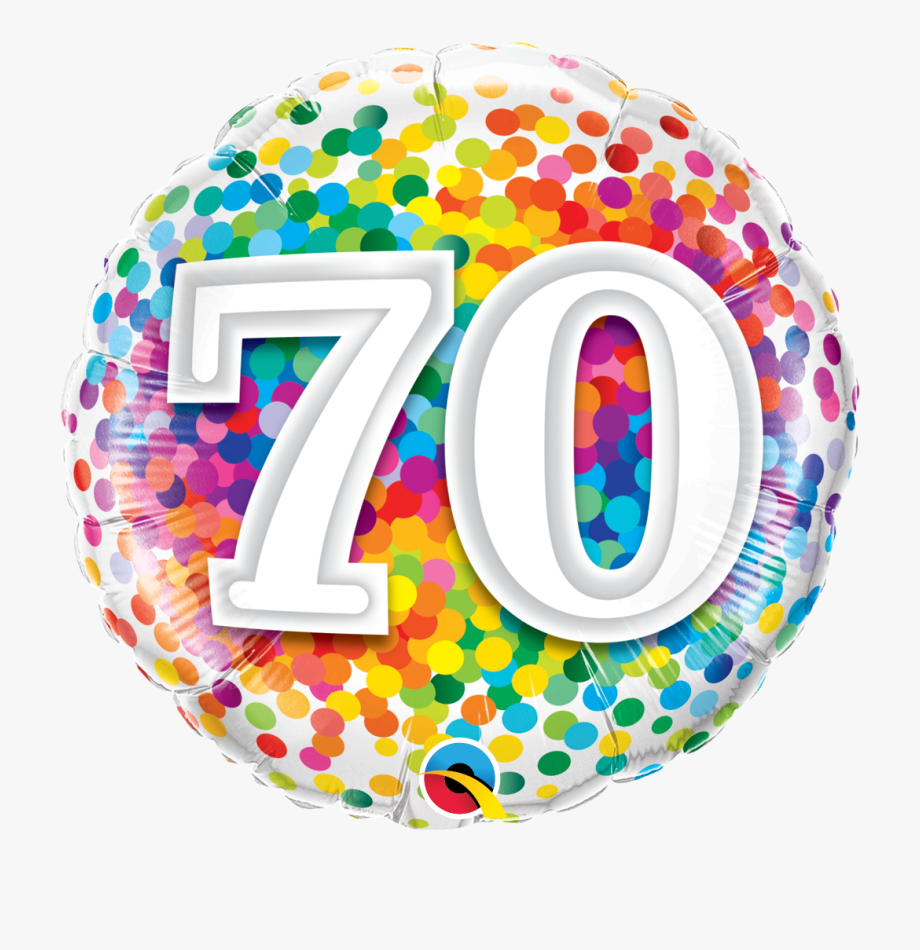 70th Birthday Confetti Design Foil Balloon 11479 P.