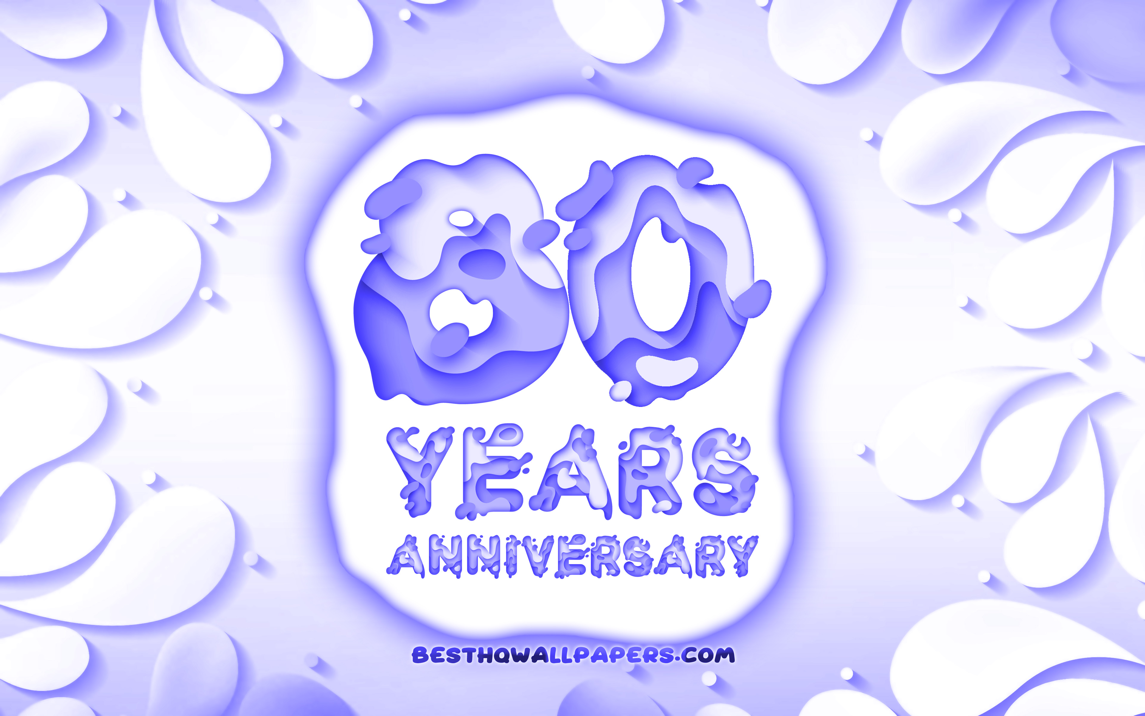 Download wallpapers 80th anniversary, 4k, 3D petals frame.