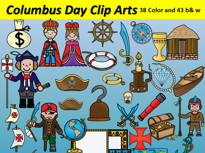 Columbus Day Clipart 81 images 38 Color and 43 b&w BilingualStars Clips.