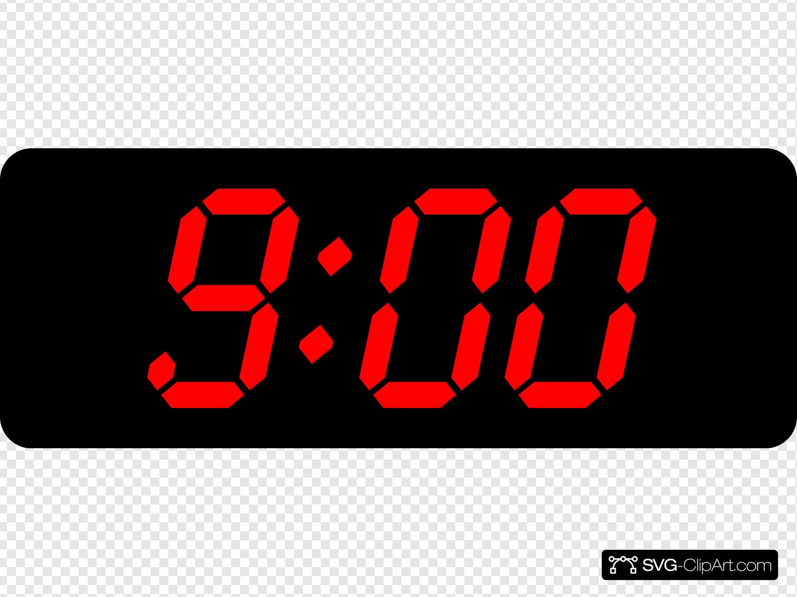 9:00 Black Red Clip art, Icon and SVG.