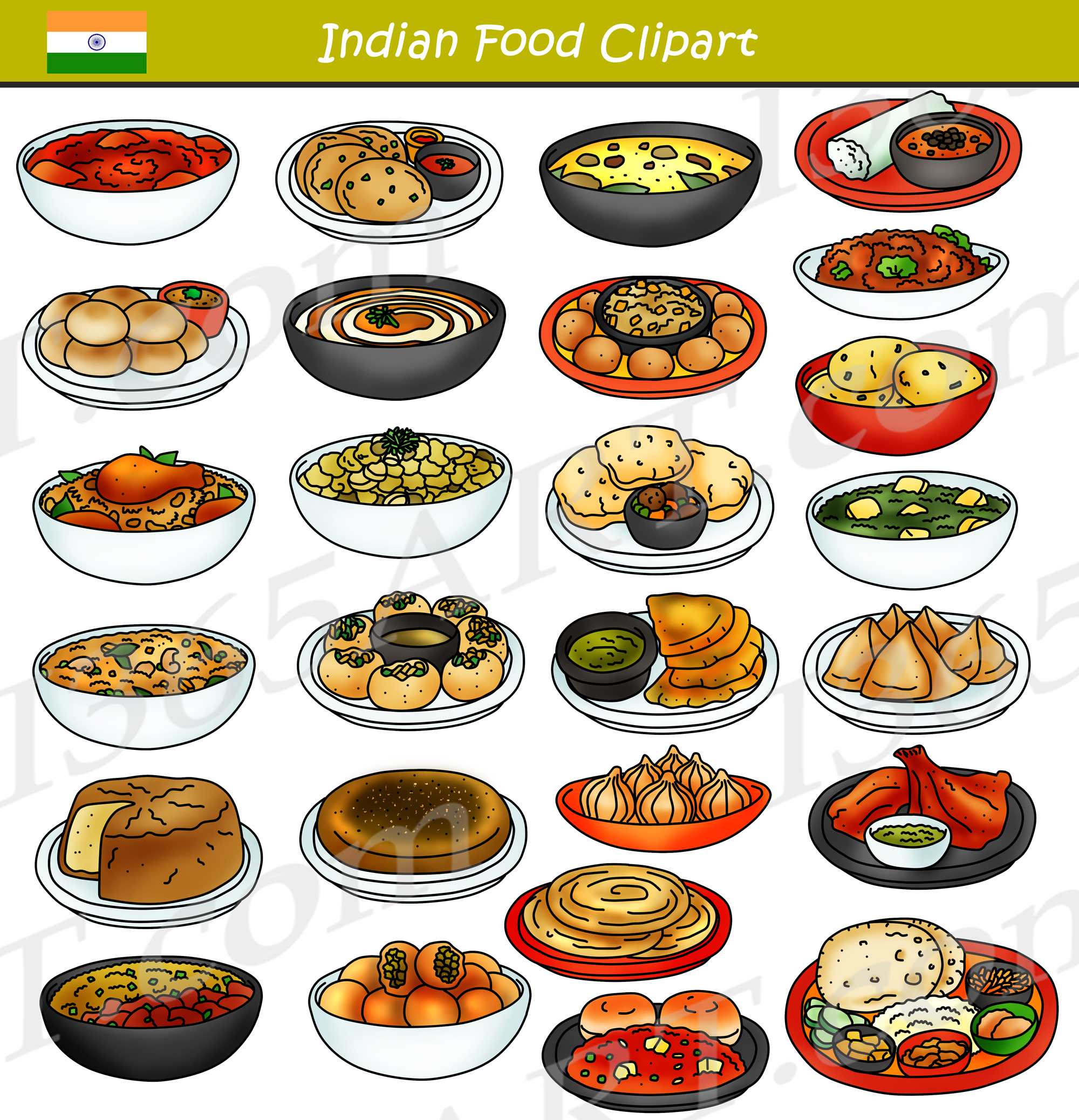 Indian Food Clipart Bundle Graphics.