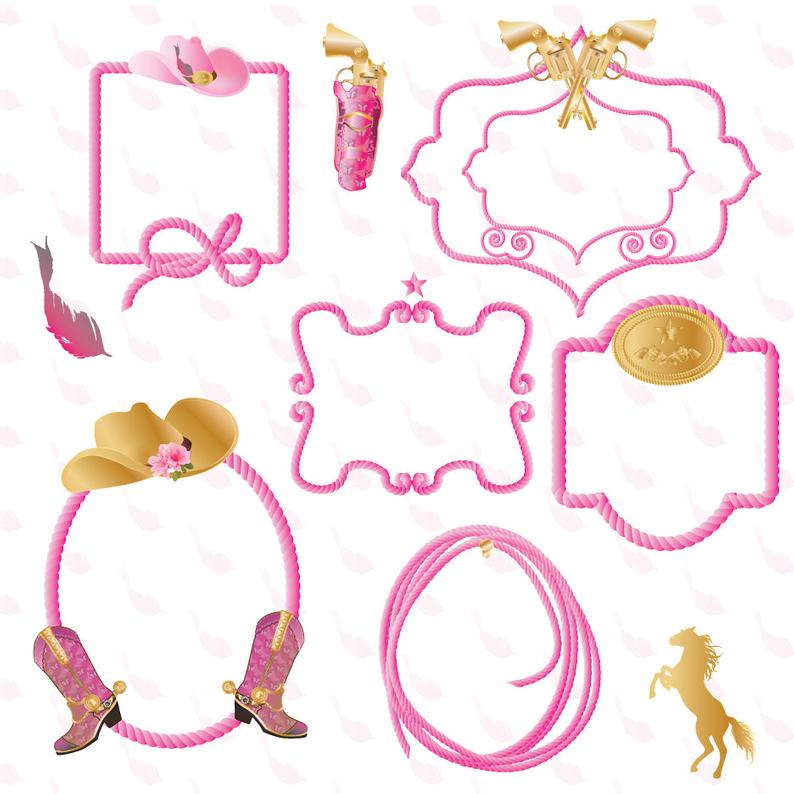 Western Cowgirl Rope Border clipart Graphics High Resolution Graphic  Digital Clip Art Scrapbooking.