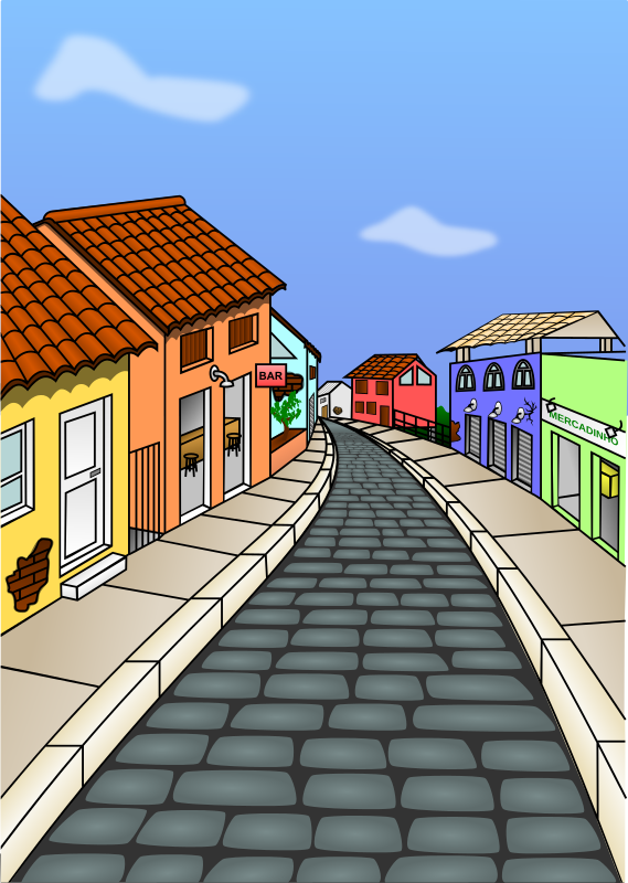 Cobblestone road clipart.