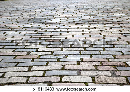 Stock Photo of Victorian cobblestone street in Glasgow x18116433.