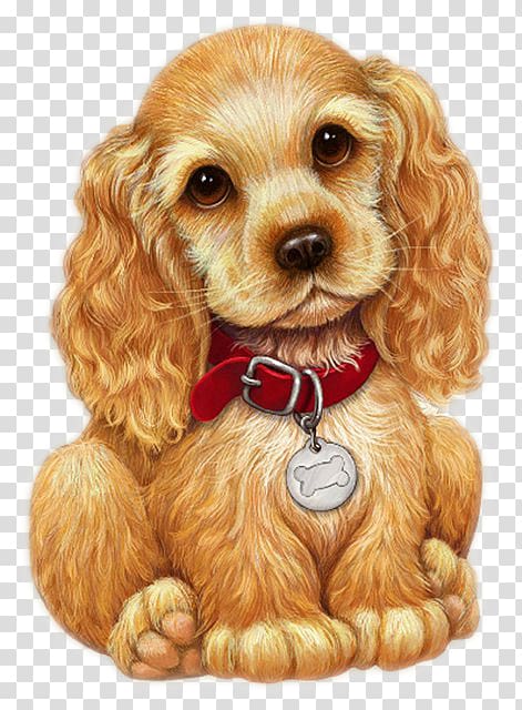 Brown English cocker spaniel puppy art, Dog Cross.