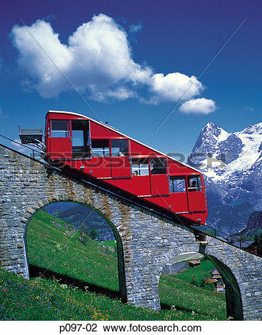 Stock Photo of Switzerland, Jungfrau and Cog Railway, mountains.