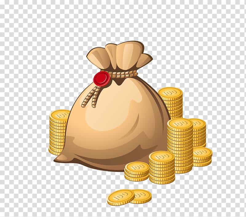 Gold coin , Money bag , yellow bag with gold coins.