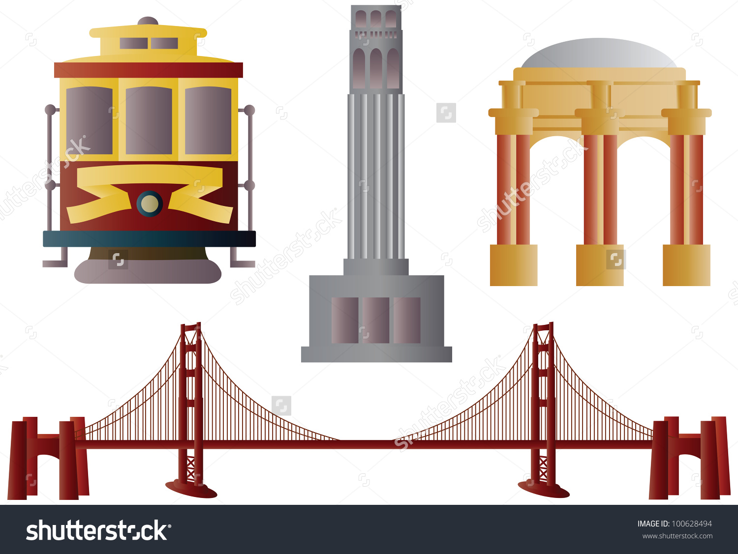 San Francisco Golden Gate Bridge Trolley Stock Vector 100628494.