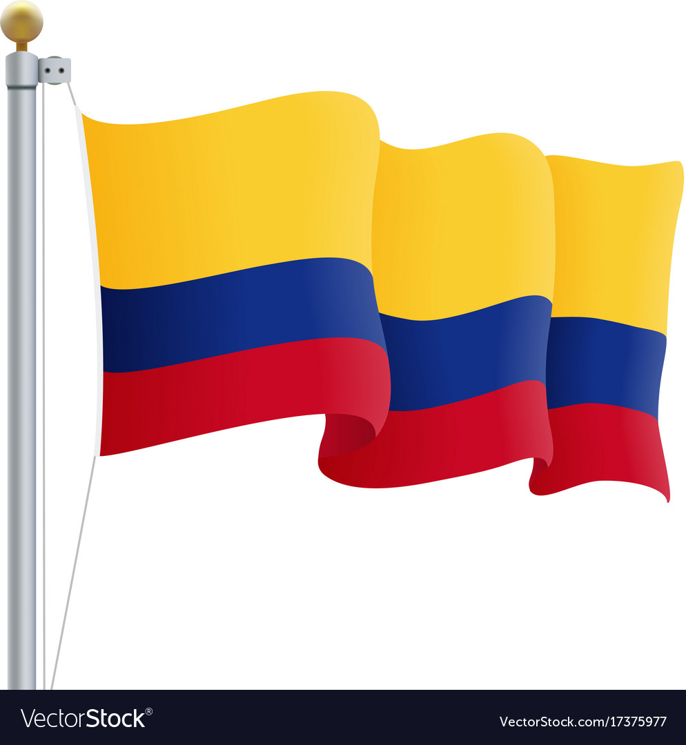 Waving colombia flag isolated on a white.