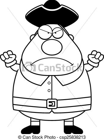 Vector Clip Art of Angry Cartoon Colonial Man.