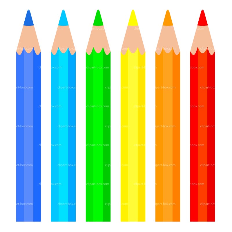 Box of colored pencils clipart.