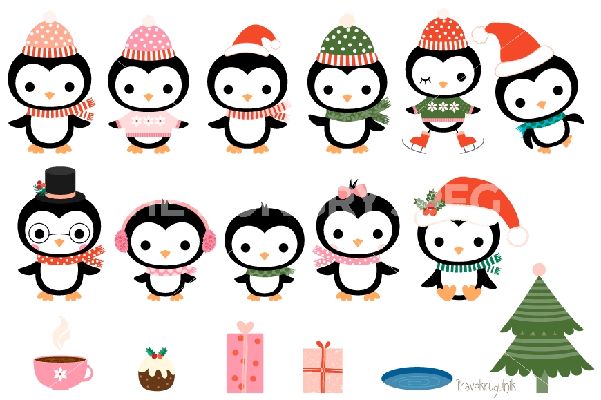 1162 Penguins free clipart.