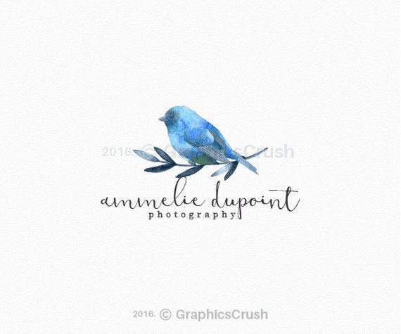 Watercolor Bird Logo Design Blue Watercolor Bird Logo Blue.