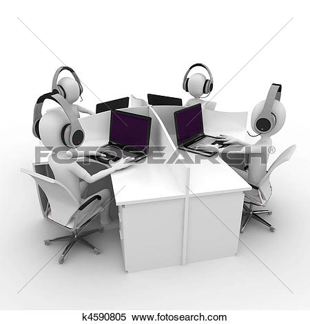 Stock Illustration of Employees working in a call center k6564407.