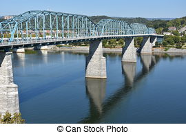 Stock Photo of Coolidge Park and Walnut Street Bridge.