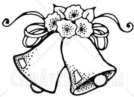 Clipart wedding bells coral color.