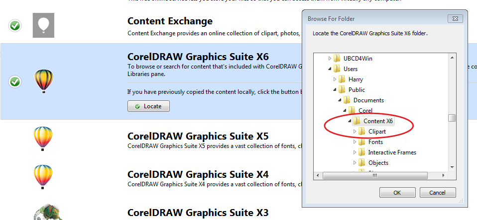 Corel Connect X7 does not search my X5 clipart.