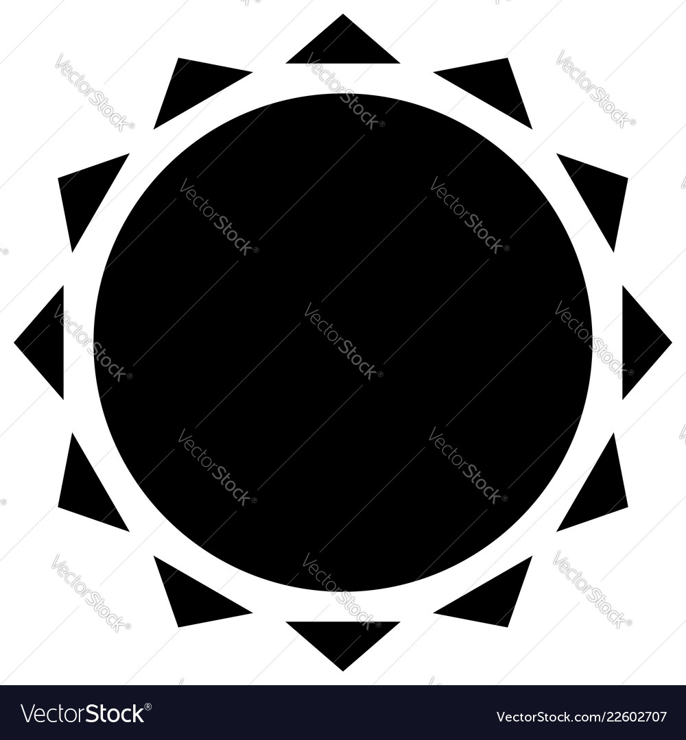 Sun with corona icon simple geometric clip art.