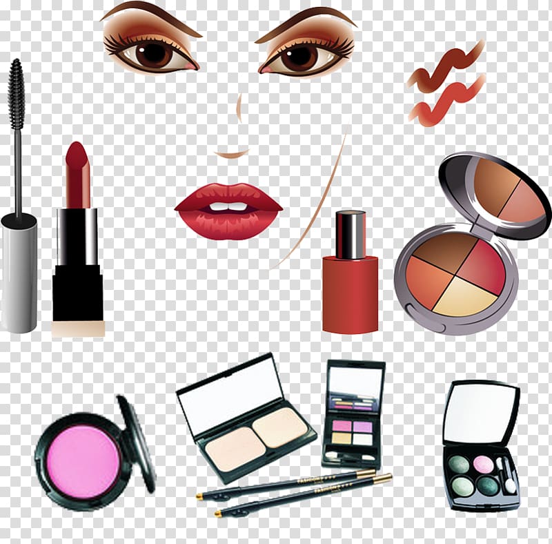 Cosmetic product lot illustration, Cosmetics Make.