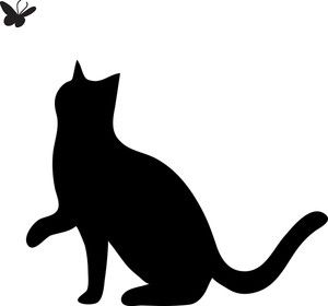 Free Cat Clip Art Image: clip art silhouette of a cat pawing.