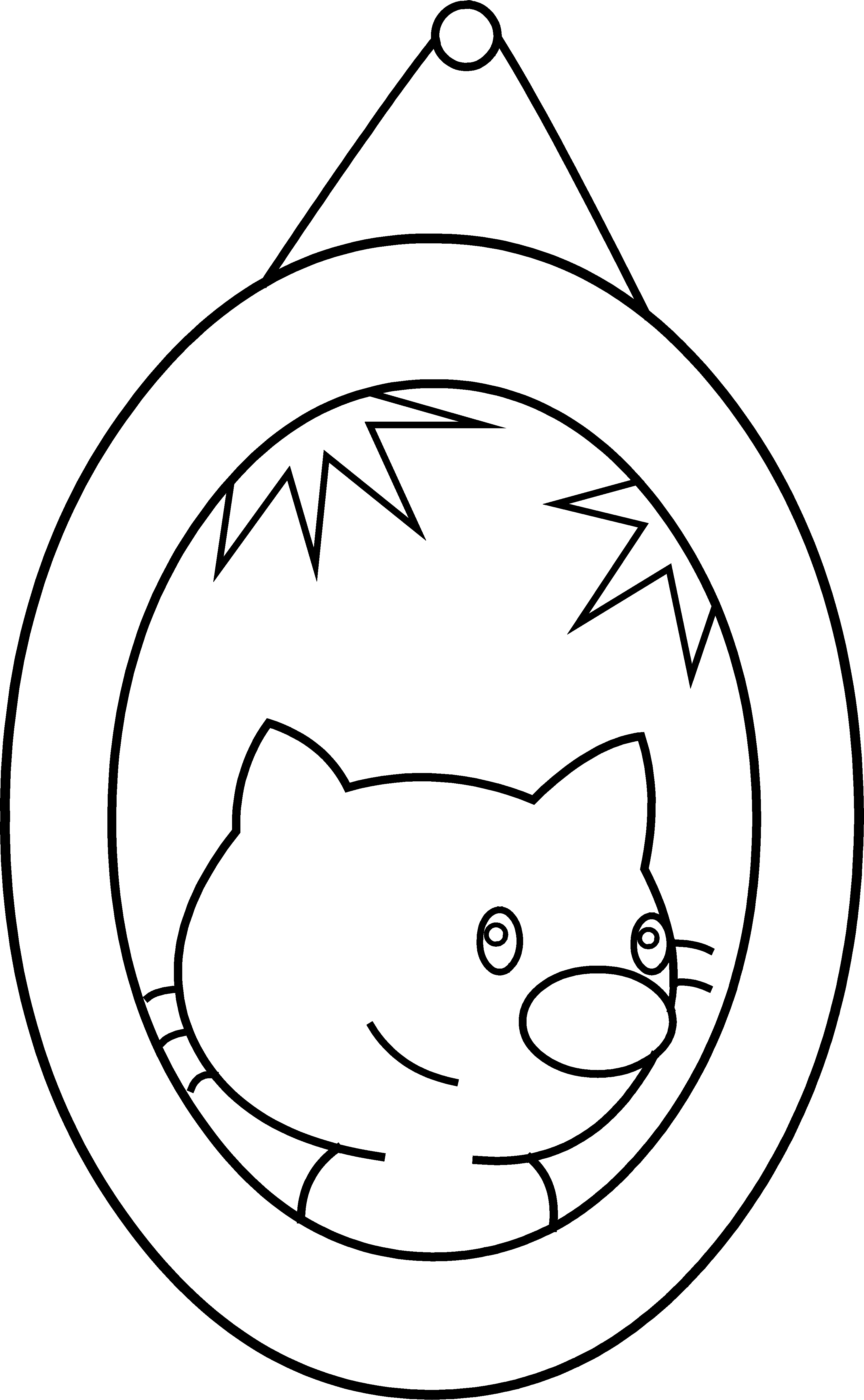 Cute Cat Portrait Coloring Page.