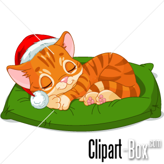 CLIPART CHRISTMAS SLEEPING CAT.