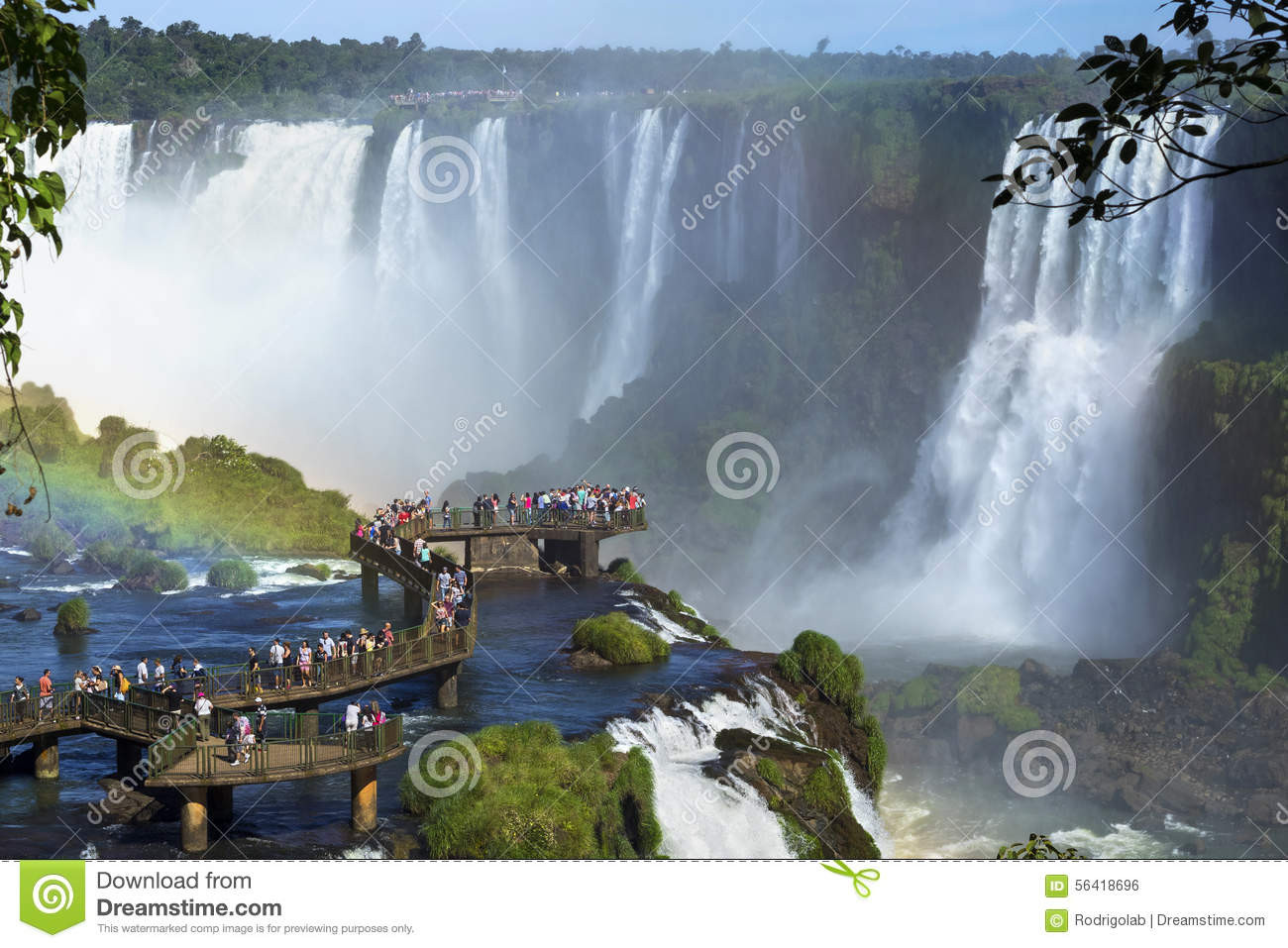 Tourists At Iguazu Falls, Foz Do Iguacu, Brazil Editorial Photo.