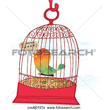 Stock Illustration of A Caged Bird Singing coultj0157s.