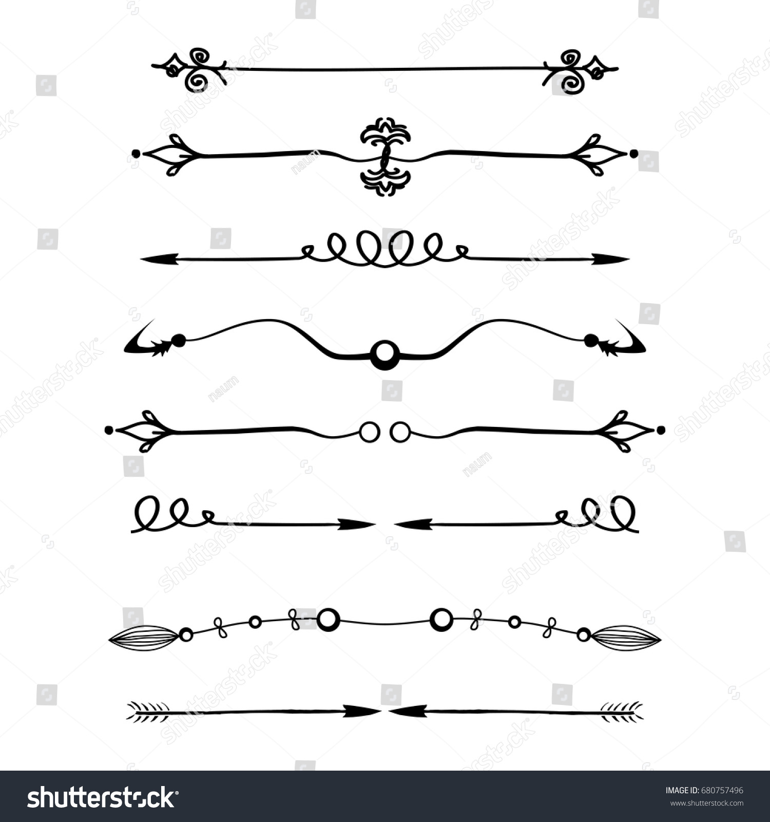 Set Calligraphic Design Elements Page Decor Stock Vector (Royalty.