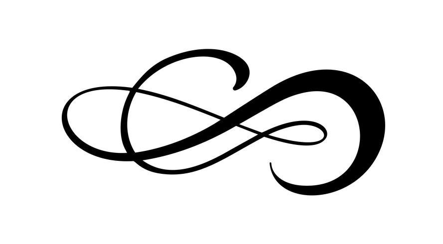 Vintage swirl calligraphic flourish, vector divider ornament.