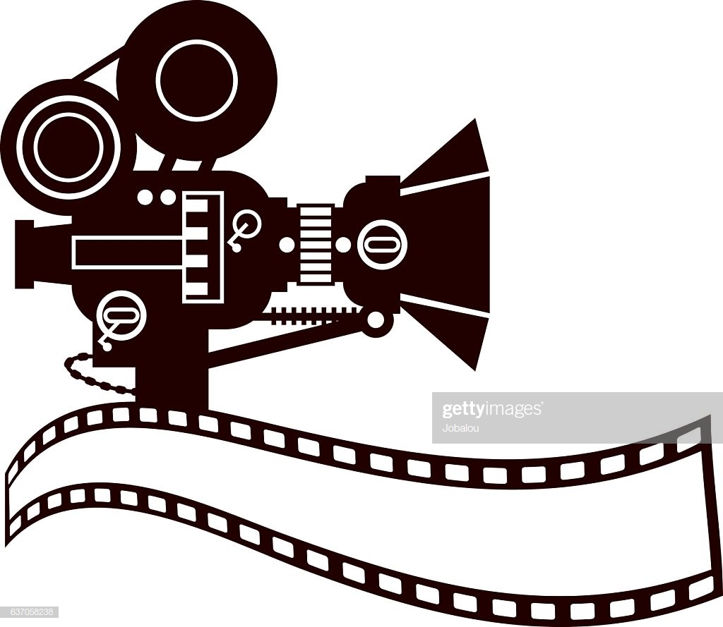 Vintage Movie Camera Clip Art stock illustration.