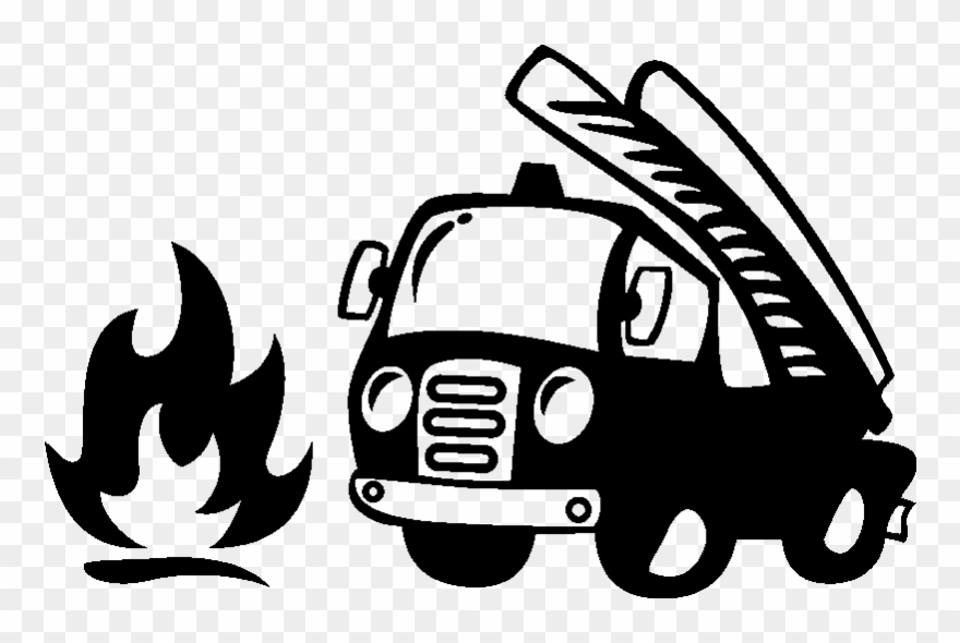 Sticker Camion De Pompier Et Flamme Ambiance Sticker Clipart.