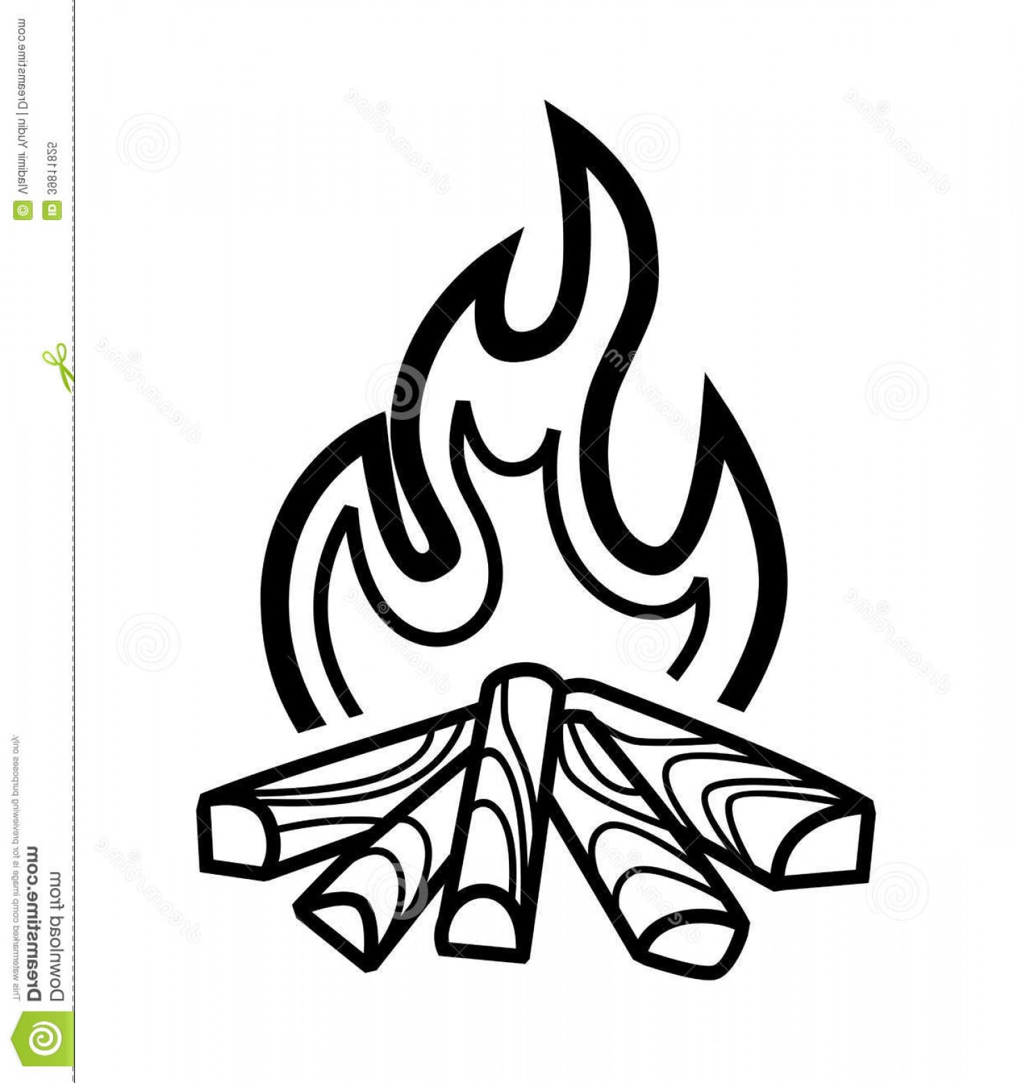 Royalty Free Stock Photo Campfire Icon Vector Black White Background.