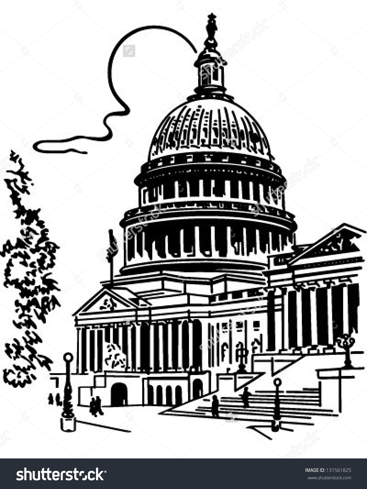 Us Capitol Building Retro Clip Art Stock Vector 131561825.