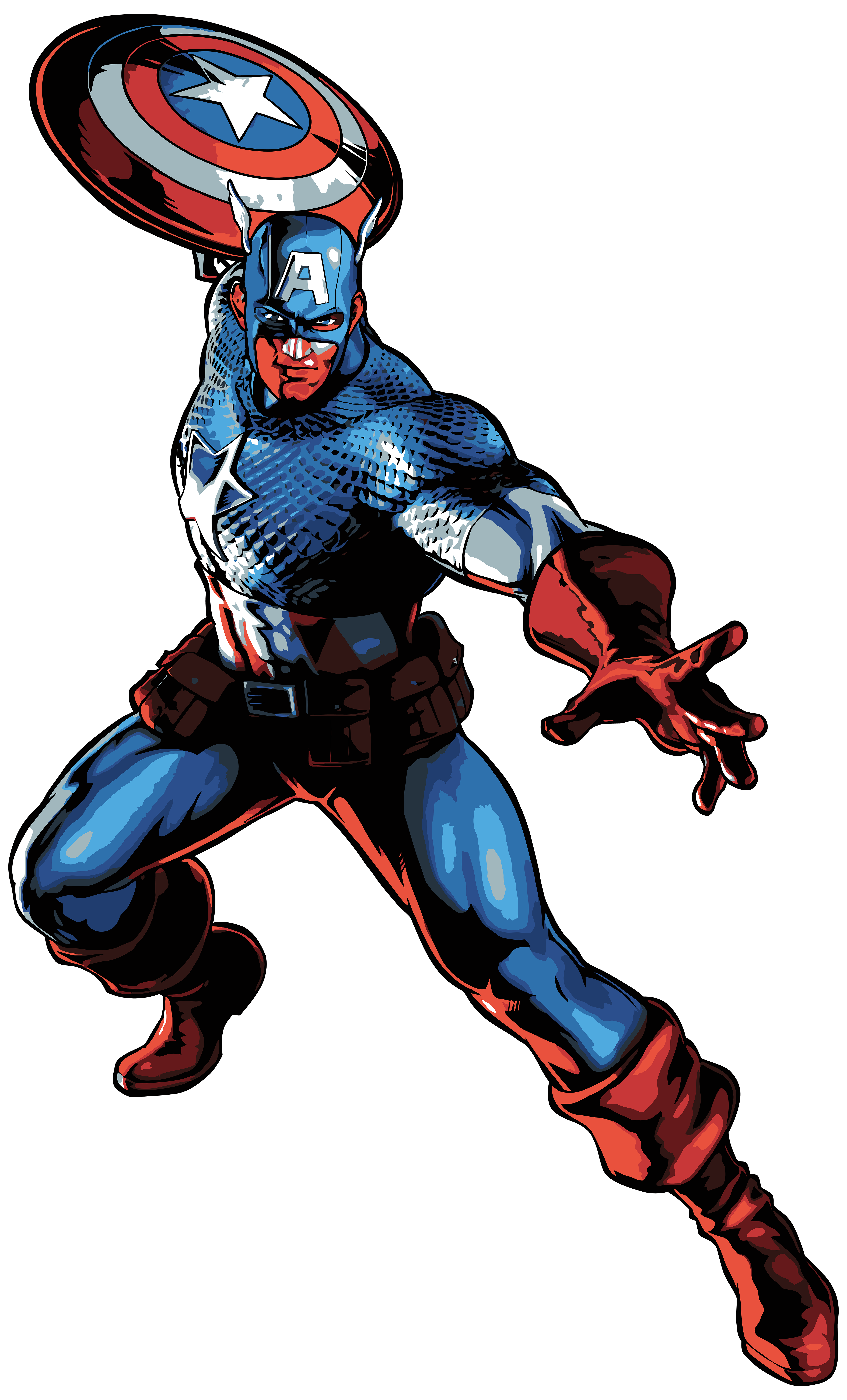 Captain America Cartoon PNG Clip Art Image.