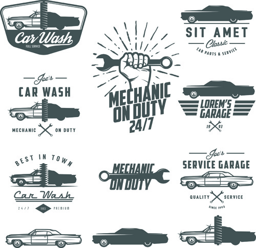 Car repair vintage logos vector Free vector in Encapsulated.