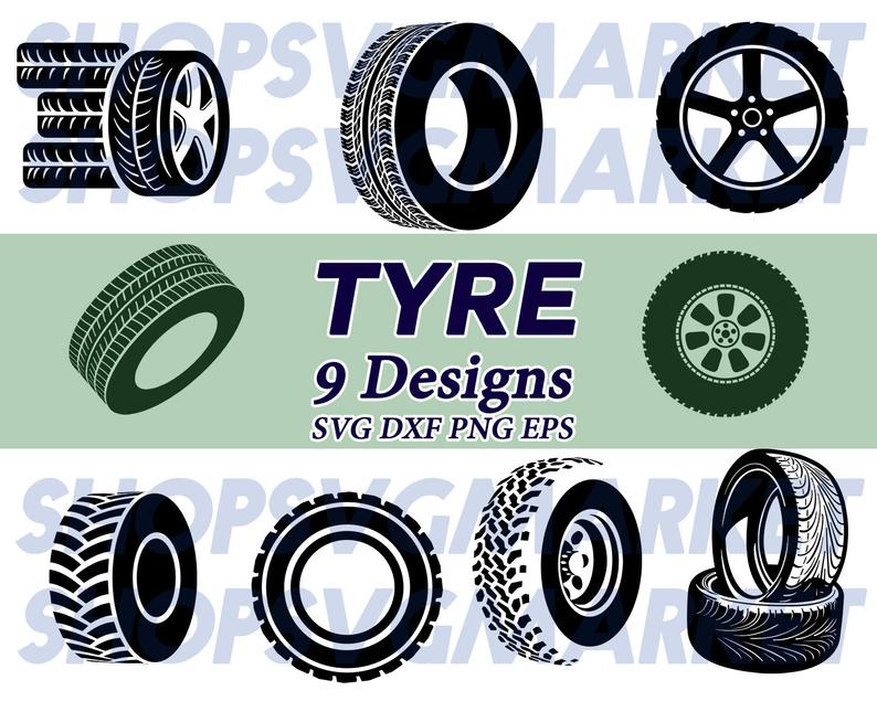 tyre svg, tire svg, wheel svg, car svg, vehicle svg, clipart, silhouette,  cut file, iron on, decal file, clip art, png, dxf.