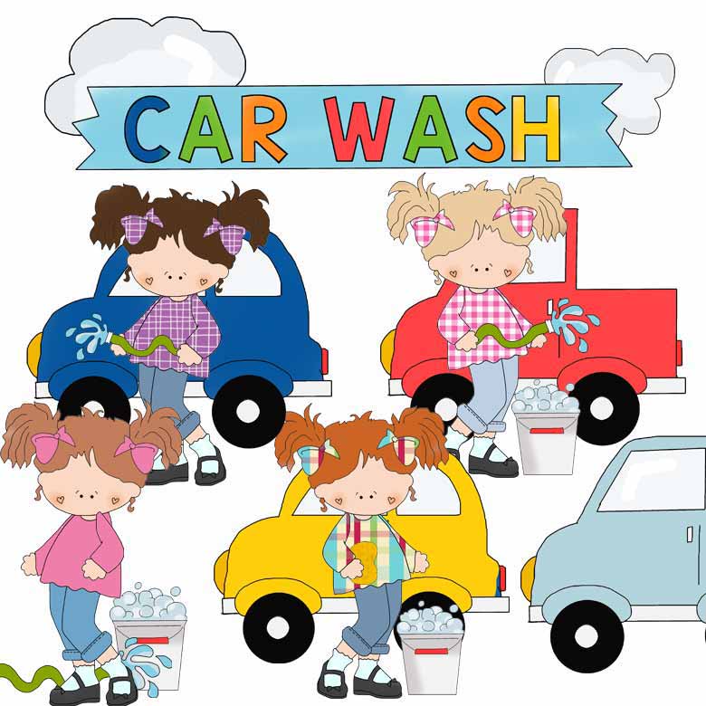 Girls at the Car Wash Clip Art.