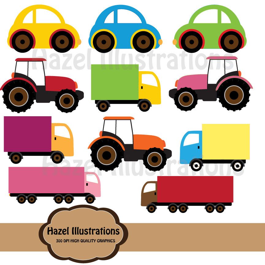 Digital toy cars trucks clipart. $3.00, via Etsy..