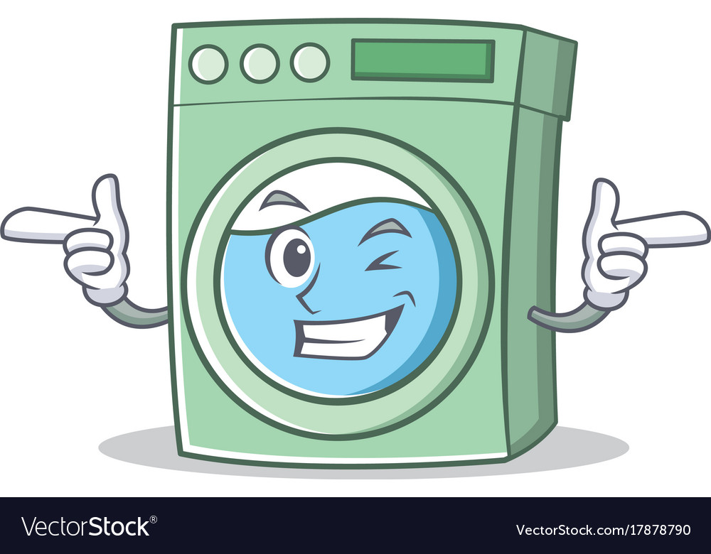 Wink washing machine character cartoon.