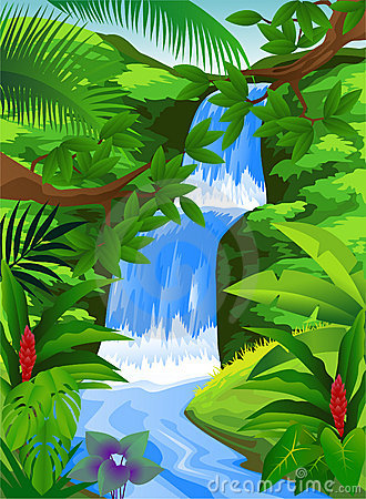 Showing post & media for Cartoon jungle waterfall.